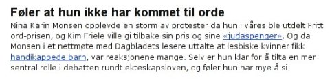 Utsnitt Dagbladet.no